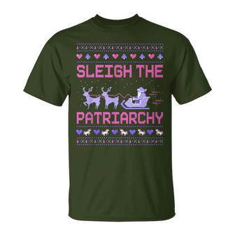 Christmas Sleigh The Patriarchy Feminist Feminism Deer Xmas T-Shirt - Geschenkecke