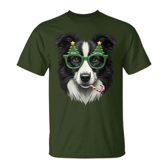 Christmas Tree Sunglasses Border Collie Christmas Women T-Shirt - Geschenkecke