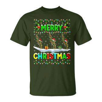 Christmas Trombone Lighting Santa Hat Merry Christmas Trombone T-Shirt - Geschenkecke