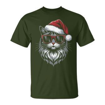 Cool Christmas Cat Santa Christmas Fun T-Shirt - Geschenkecke