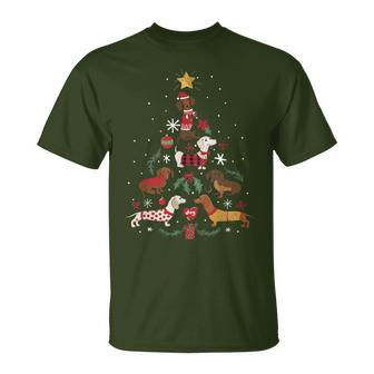 Dachshund Through The Snow Dog Christmas Tree T-Shirt - Geschenkecke