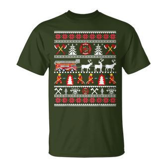 Fireman Ugly Christmas Sweater Fireman Fire Brigade T-Shirt - Geschenkecke