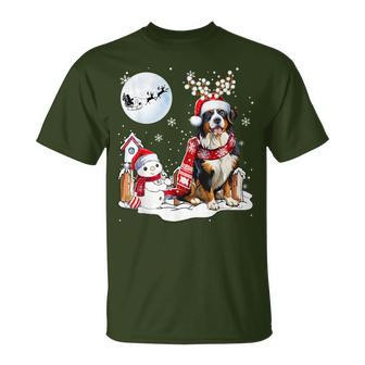 Bernese Mountain Dog Christmas Snowman Xmas Lights T-Shirt - Geschenkecke