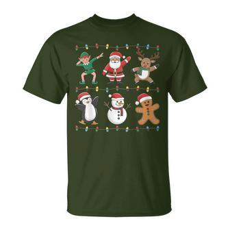 Christmas Reindeer Penguin Graphic With Santa Hat T-Shirt - Geschenkecke