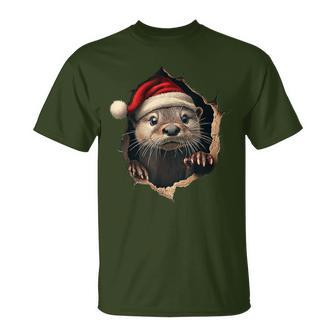 Otter With Christmas Hat Sunglasses Cute Otter T-Shirt - Geschenkecke