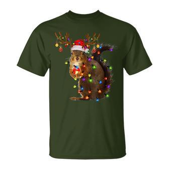 Squirrel Christmas Tree Lights Reindeer Christmas T-Shirt - Geschenkecke