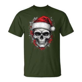 Heavy Xmas Skull With Santa Hat Ugly Hohoho Ho T-Shirt - Geschenkecke