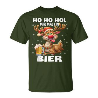 Ho Ho Hol Mir Mal Ein Bier Reindeer Saying Christmas T-Shirt - Geschenkecke