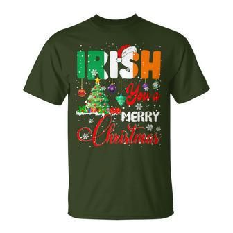 Irish You A Merry Christmas Flag Santa Irish Christmas Tree Camiseta unisex - Regaloses