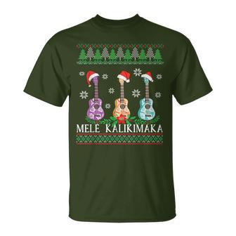 Mele Kalikimaka Hawaiian Christmas Ukulele Ugly T-Shirt - Geschenkecke