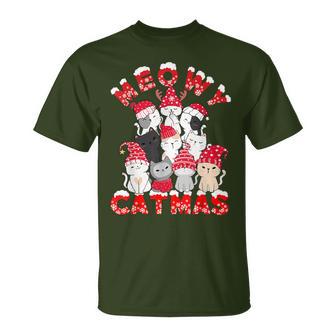 Meowy Catmas Santa Cats Reindeer Tree Christmas T-Shirt - Geschenkecke