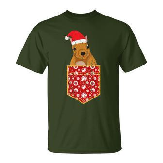 Merry Christmas Forest Animal Chest Pocket Squirrel T-Shirt - Geschenkecke