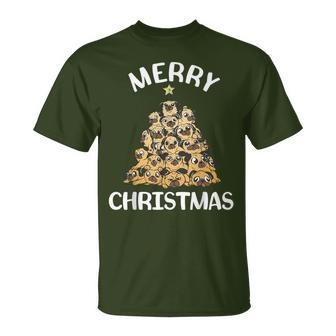 Merry Christmas Pug Dog Star Christmas Tree T-Shirt - Geschenkecke