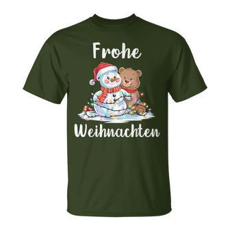 Merry Christmas Snowman Christmas Bear Christmas Eve T-Shirt - Geschenkecke