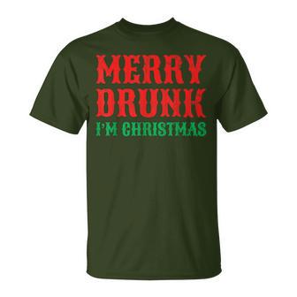 Merry Drunk I'm Christmas Santa Reindeer Graphic T-Shirt - Geschenkecke