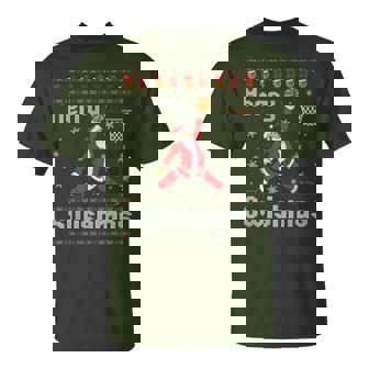 Merry Swishmas Basketball Dunk Rebound Santa Christmas Party T-Shirt - Monsterry