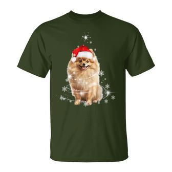 Pomeranian Christmas Tree Santa Hat Lights Jumper T-Shirt - Geschenkecke