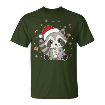 Raccoon Christmas Animals Fairy Lights Raccoon T-Shirt - Geschenkecke