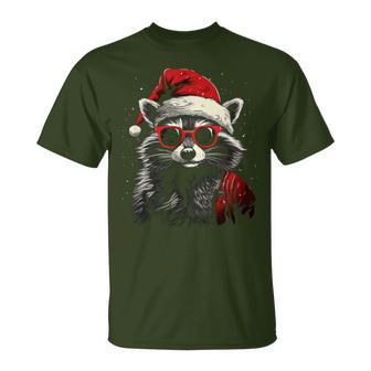 Raccoon With Christmas Hat Christmas T-Shirt - Geschenkecke