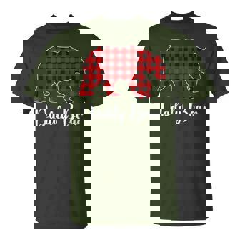Red Plaid Bear Christmas Pajama Daddy Matching Family Dad T-Shirt - Monsterry