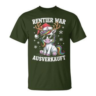 Reindeer Was Ausverkauft Christmas Unicorn Slogan T-Shirt - Geschenkecke