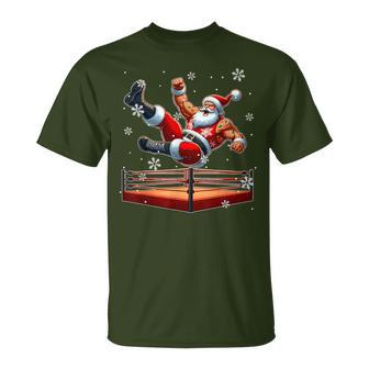 Santa Wrestling Christmas Wrestler Matching Sport Lover T-Shirt - Geschenkecke