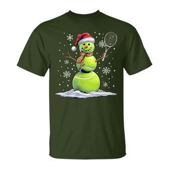 Tennis Snowman Tennis Player Santa Hat Christmas T-Shirt - Geschenkecke