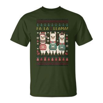 Ugly Christmas Sweater Fa La La Llama Merry Xmas Cute Alpaca T-Shirt - Geschenkecke