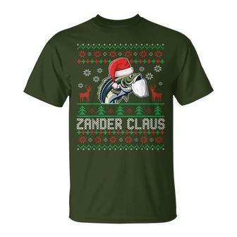 Ugly Christmas Zander Claus Angler Weihnachten Fishing Sports T-Shirt - Geschenkecke