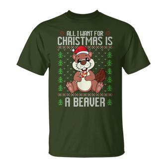 Ugly Xmas Sweater Christmas Beavers Lover T-Shirt - Geschenkecke