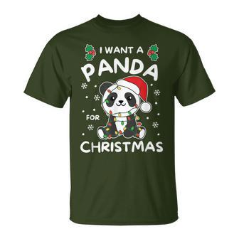 I Want A Panda For Christmas Cute Pandas T-Shirt - Geschenkecke