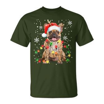 Xmas Lighting Santa French Bulldog Dog Christmas T-Shirt - Geschenkecke