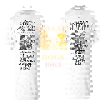 1963 An Old Lady Who Loves Dogs T-Shirt | Mazezy