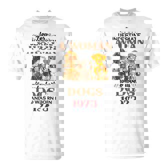 1973 A Woman Who Loves Dogs T-Shirt | Mazezy