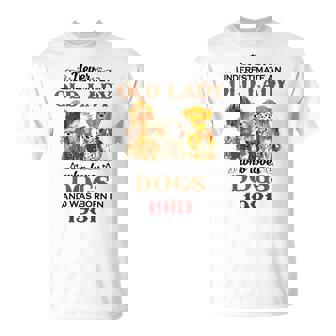 1981 An Old Lady Who Loves Dogs T-Shirt | Mazezy