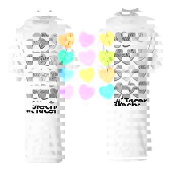 3K Teacher Valentines Day Pastel Hearts Teach School T-Shirt - Monsterry