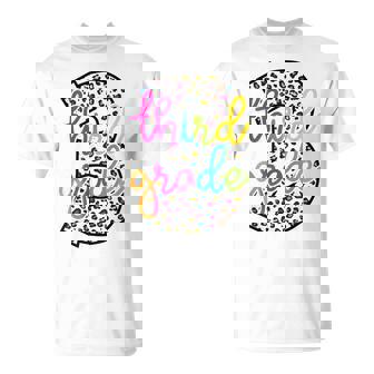 3rd Grade Teacher Women Colorful Leopard Back To School T-Shirt - Monsterry