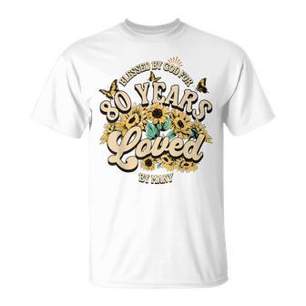 80 Years Loved Blessed 80 Years Old Floral Birthday T-Shirt - Monsterry