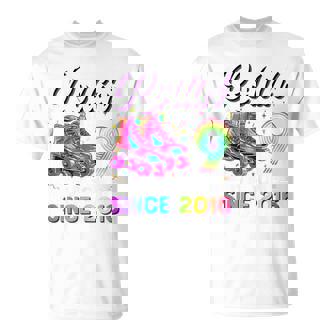 9Th Birthday Girl Nine 9 Year Old Roller Skate Skating T-Shirt | Mazezy