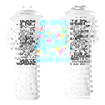 In April We Wear Blue For Autism Awareness Coquette T-Shirt - Monsterry