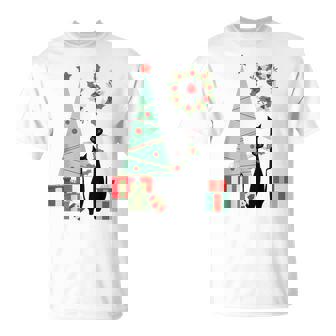 Atomic Era Mid Century Modern Cool Cat Pair Christmas Tree T-Shirt - Monsterry