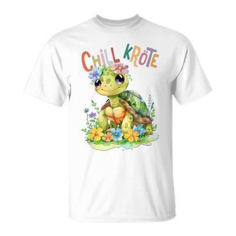 Baby Turtle With Flowers Cute Toad Girl Chill Toad T-Shirt - Geschenkecke