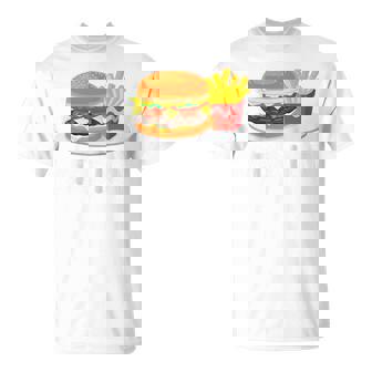 Bacon Cheeseburger Hamburger And French Fries Addict Raglan Baseball Tee T-Shirt - Monsterry