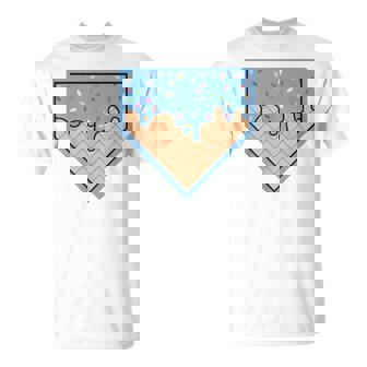 Baseball Home Plate Ice Cream Drip With Sprinkles For Boys T-Shirt - Monsterry