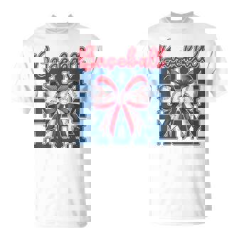 Baseball Mom Coquette Bow Sport Mama T-Shirt - Seseable
