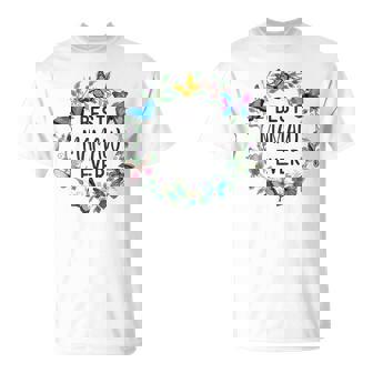 Best Mamaw Ever Butterfly Floral Personalized Name T-Shirt | Seseable CA