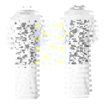 Blueberries Watercolor Pattern Cottagecore Farmcore T-Shirt - Monsterry
