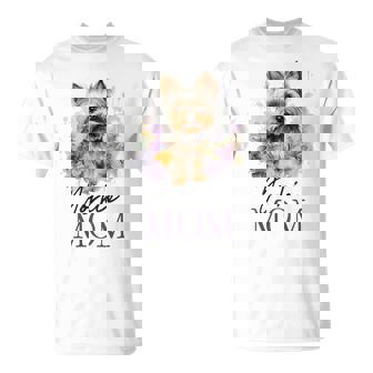 Bonito Perro Yorkie Mom Con Floresintage Yorkshire Terrier Cuello Camiseta unisex - Regaloses