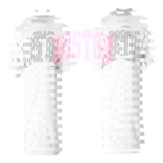 Boston Vintage Preppy Varsity Pink Sports T-Shirt - Monsterry