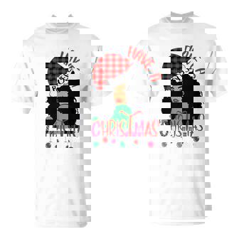 Have A Boujee Christmas Tartan Santa Hat African Queen Xmas T-Shirt - Monsterry